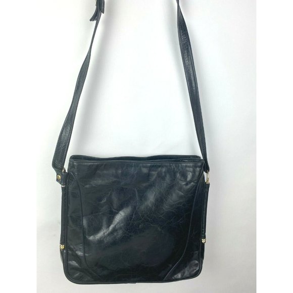 Vintage BALLY Black Luxurious Leather Medium Crossbody Shoulder Handbag Purse - Picture 9 of 12